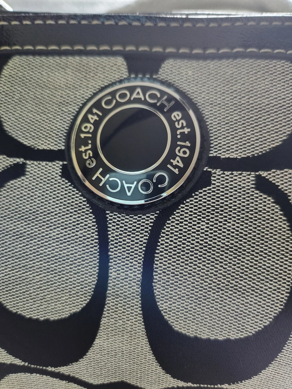 Coach Signature Canvas Tote in Black and Cream